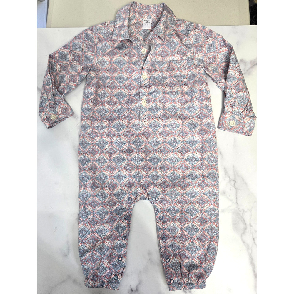 Nordstrom Baby Dress Shirt‎ Boys 12 Months Button Up Romper One Piece Blue Pink